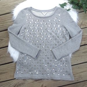 Crown & Ivy | gray sequined long sleeved top